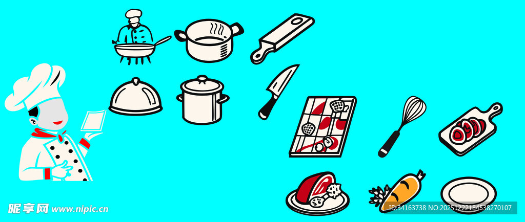 厨房用品插画集合矢量图