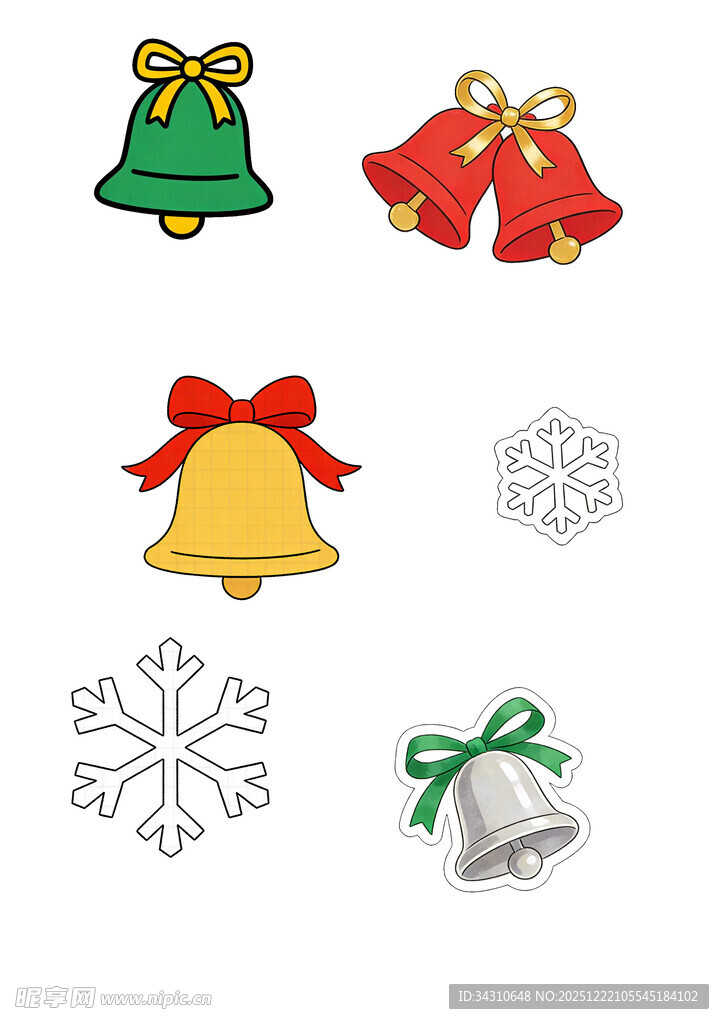 圣诞铃铛雪花装饰图案