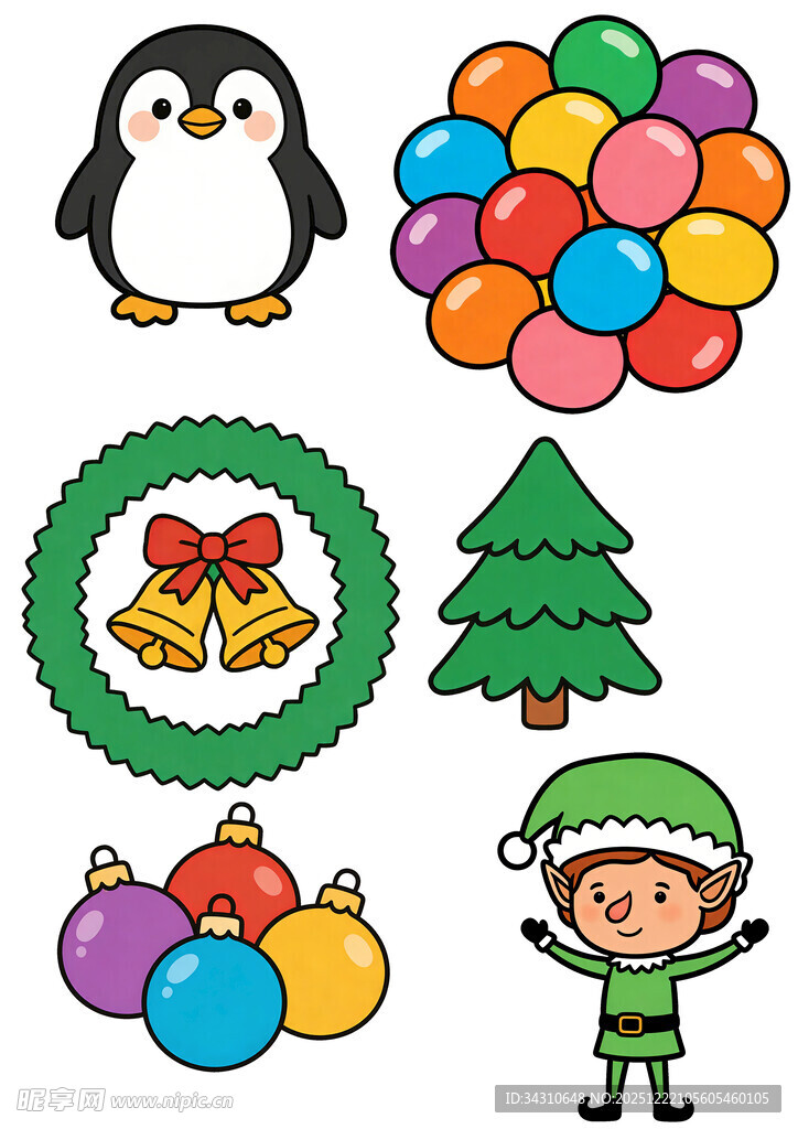圣诞主题卡通元素集合
