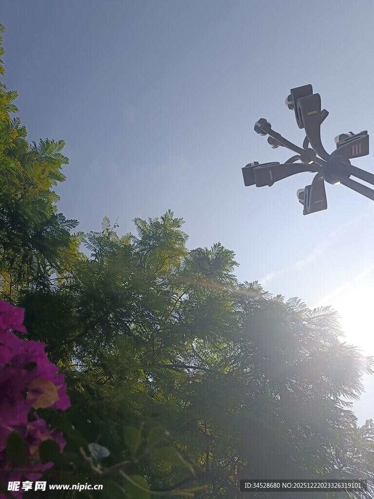 阳光下的户外景观灯