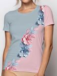 女士花卉图案短袖T恤