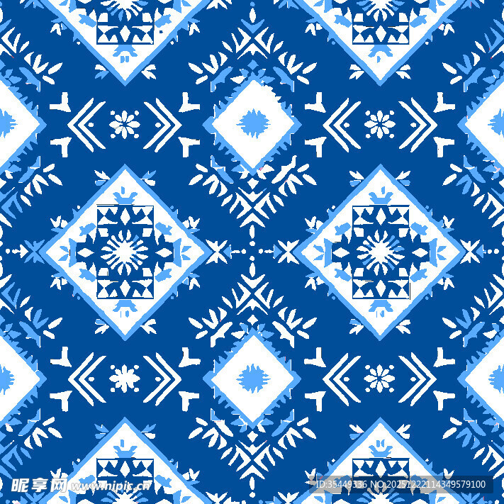 蓝白几何图案民族风纹理