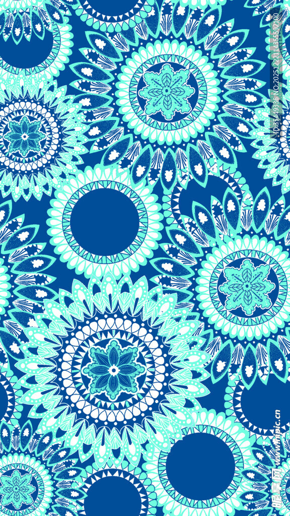 蓝绿渐变圆形图案背景