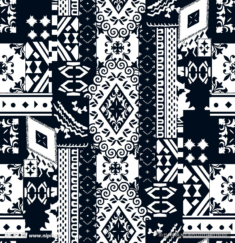 黑白几何民族风图案纹理