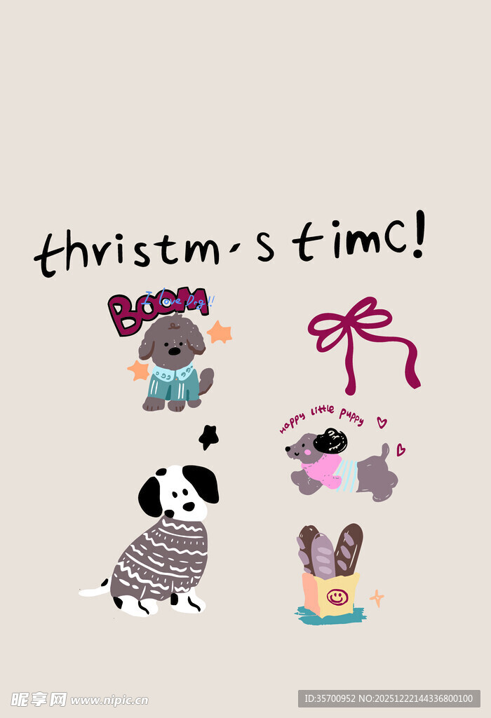 圣诞时光的可爱动物装饰