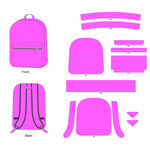 粉色双肩背包部件拆解图