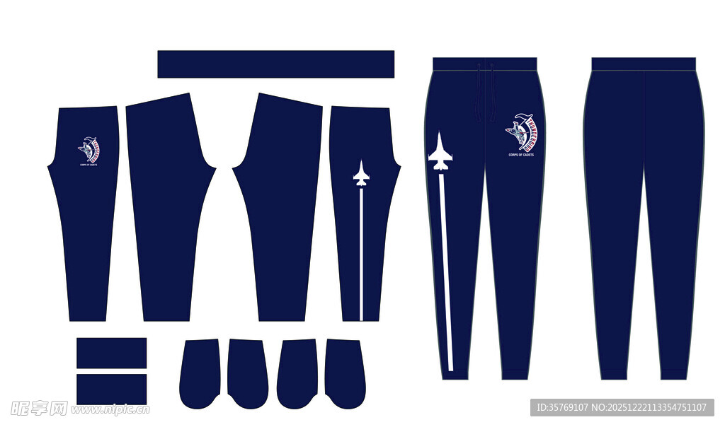 深蓝色运动服饰套装展示