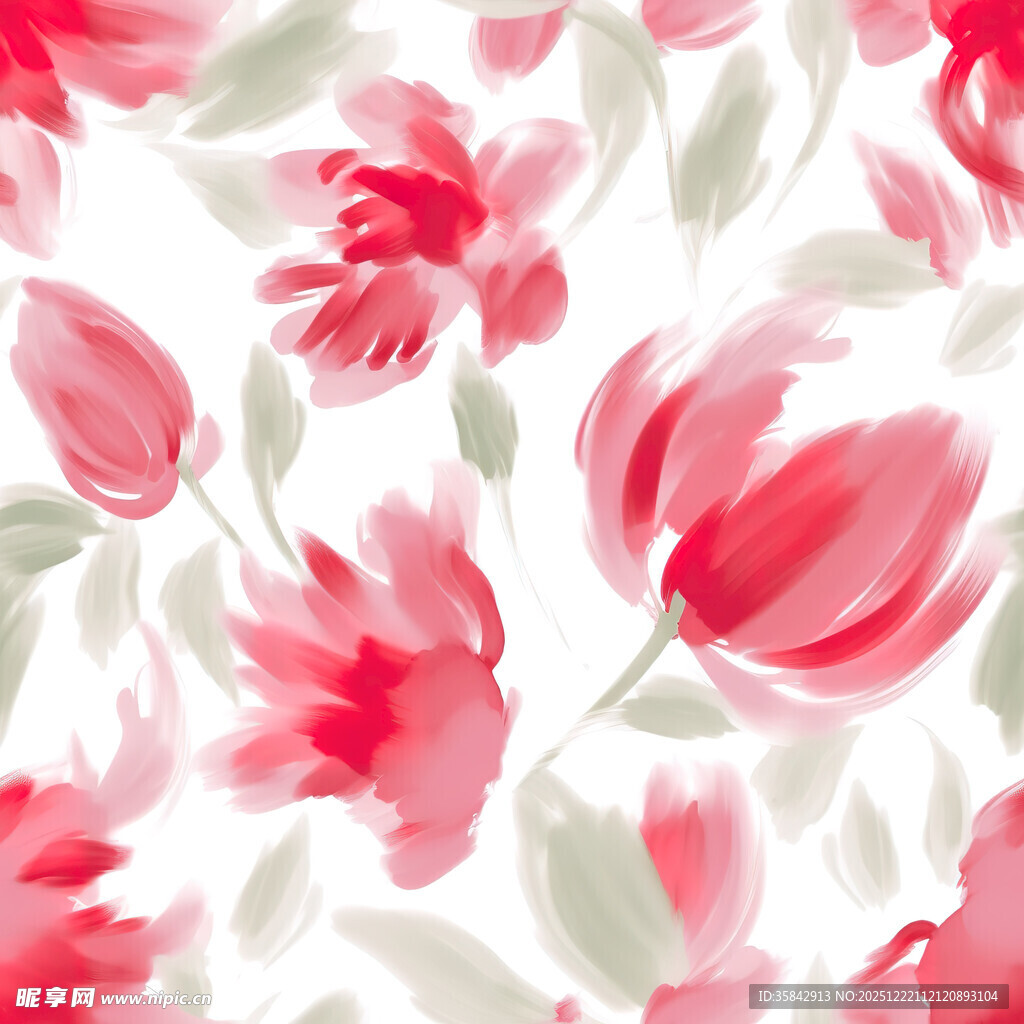 水彩风粉红花卉图案