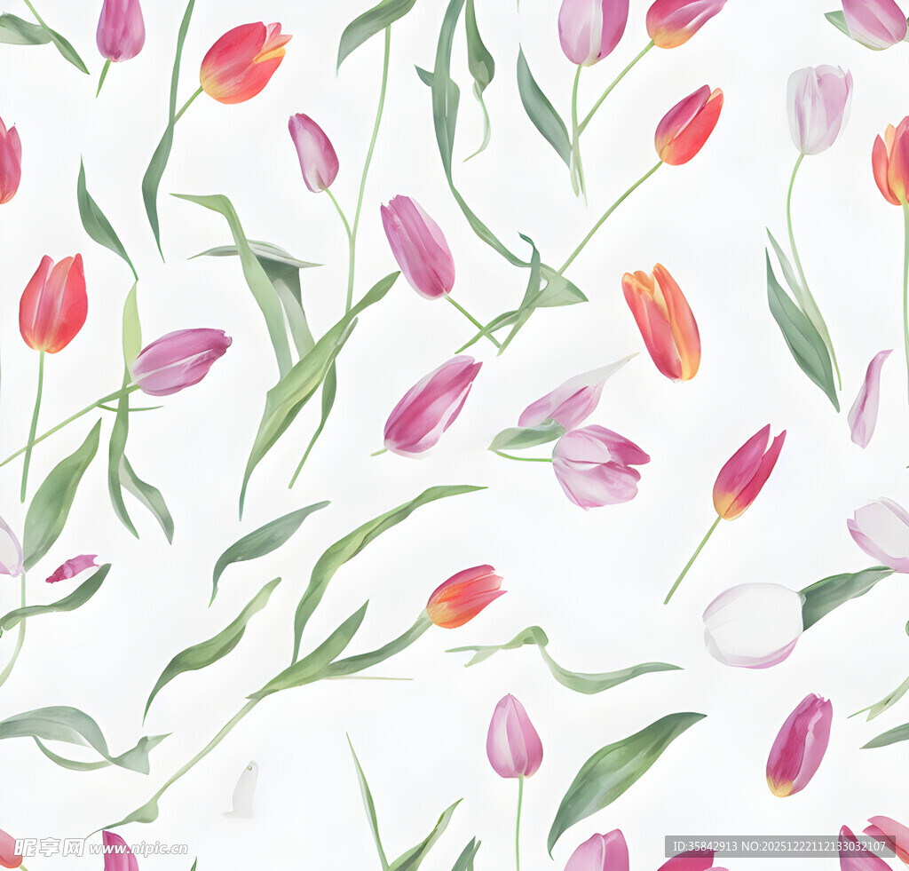 手绘郁金香花卉图案背景