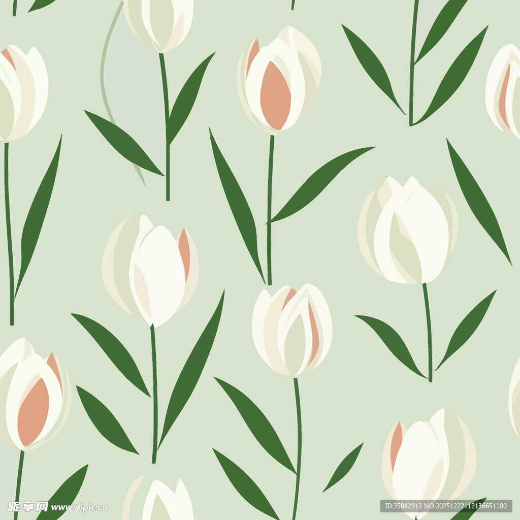 清新郁金香花卉图案背景