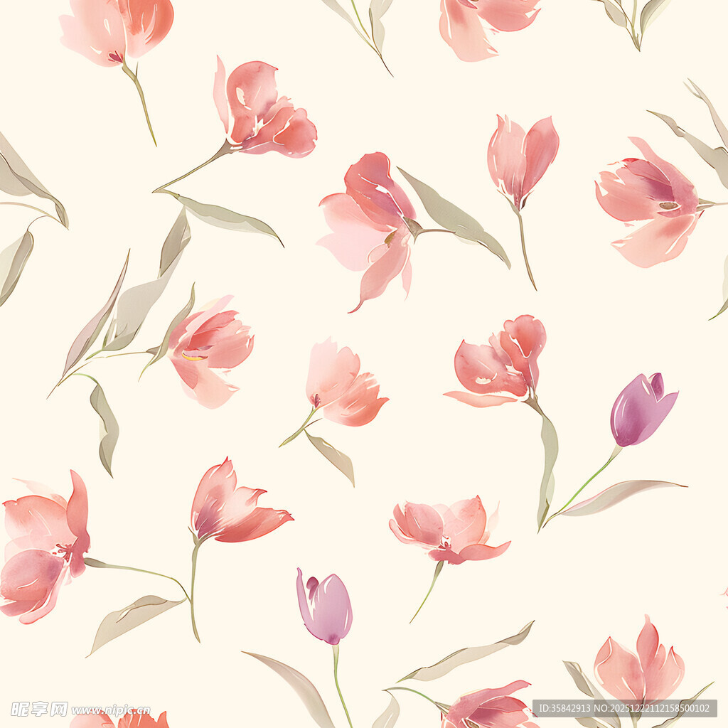 水彩粉色花卉图案背景