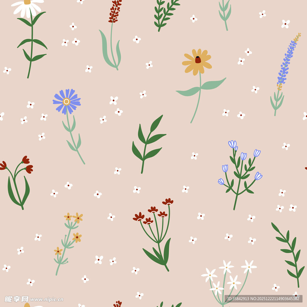 手绘花卉图案背景图