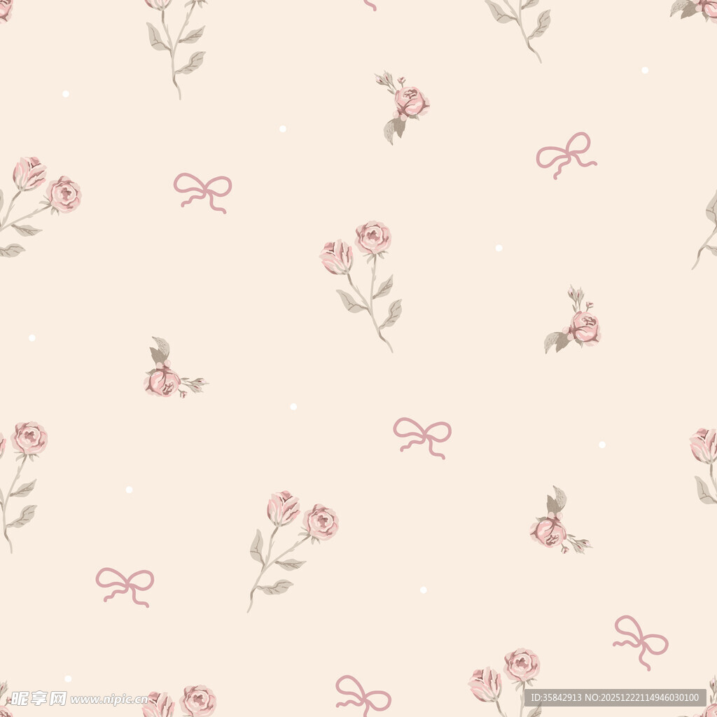 粉色花卉蝴蝶结图案背景