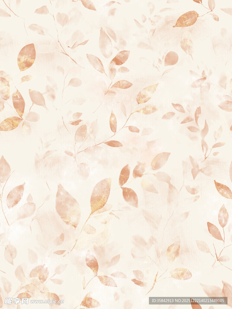 浅米色树叶纹理背景图