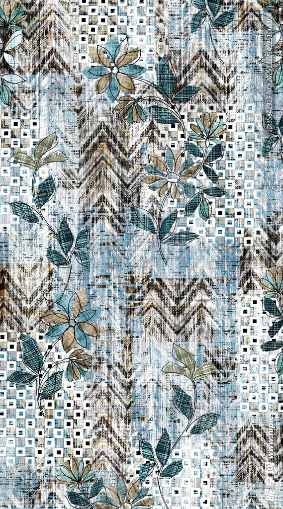 几何植物图案纹理面料