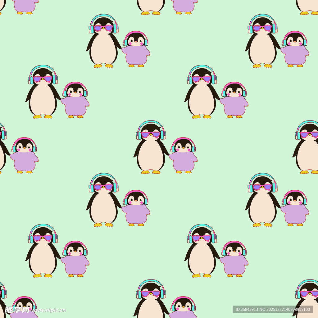 可爱企鹅图案背景