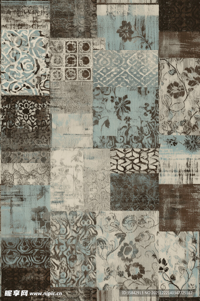 复古拼贴风花纹图案