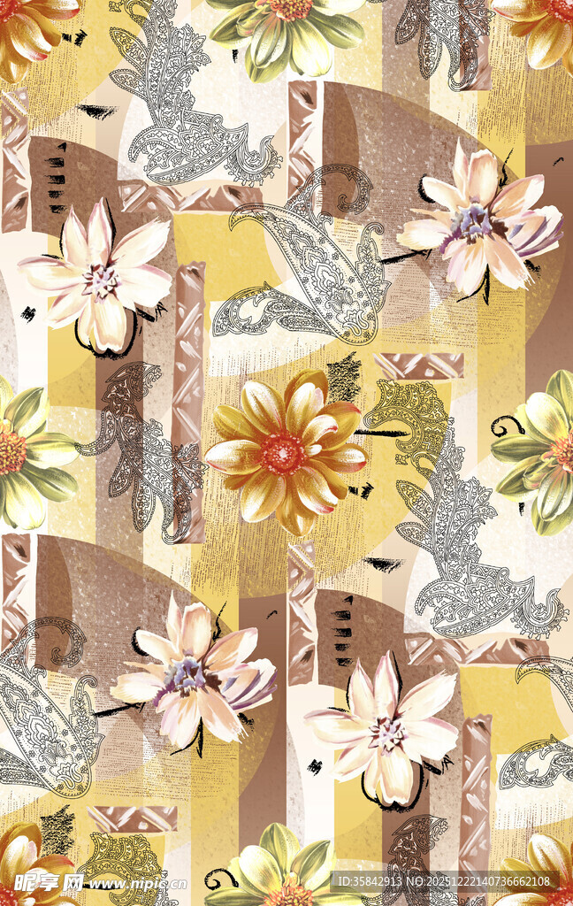 花卉动物图案的精美织物