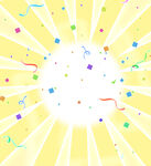 黄色放射状背景五彩纸屑