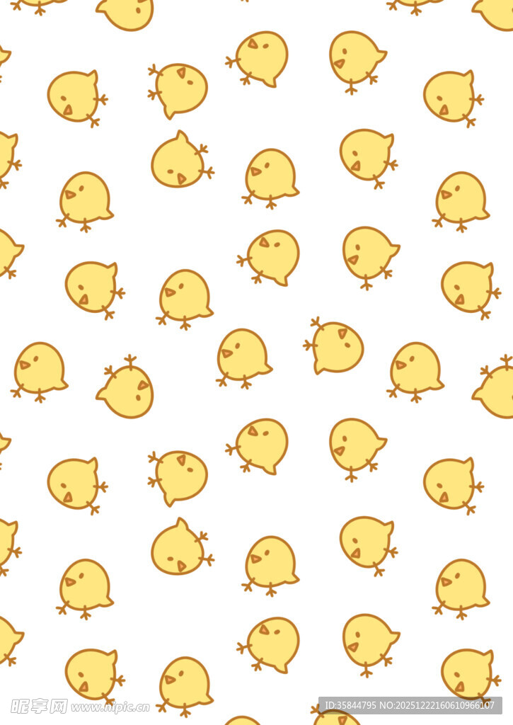 可爱小黄鸡无缝图案背景