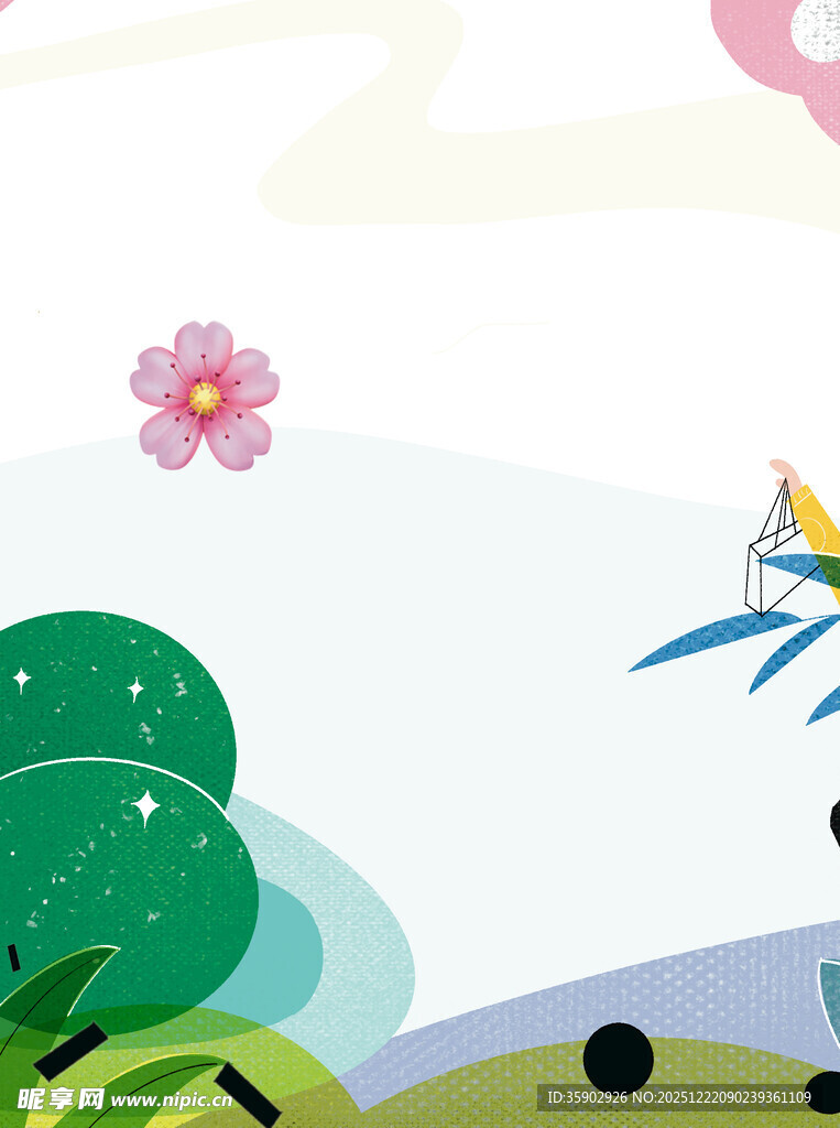 春日卡通风景插画