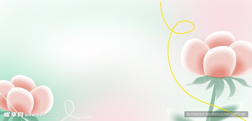 梦幻粉色花朵插画