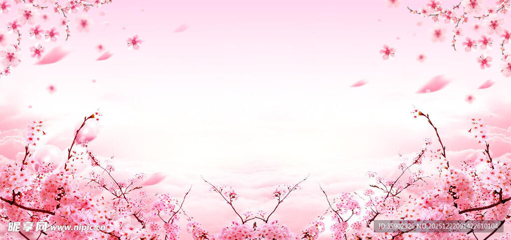 浪漫粉色樱花背景图