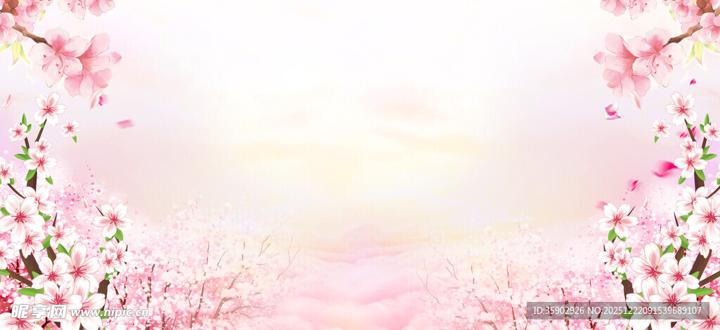 浪漫粉色樱花梦幻背景