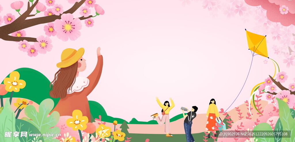 春日户外欢乐游玩场景