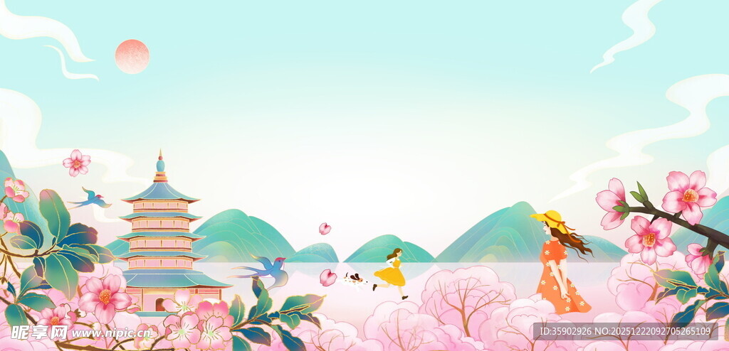 春日烂漫樱花景