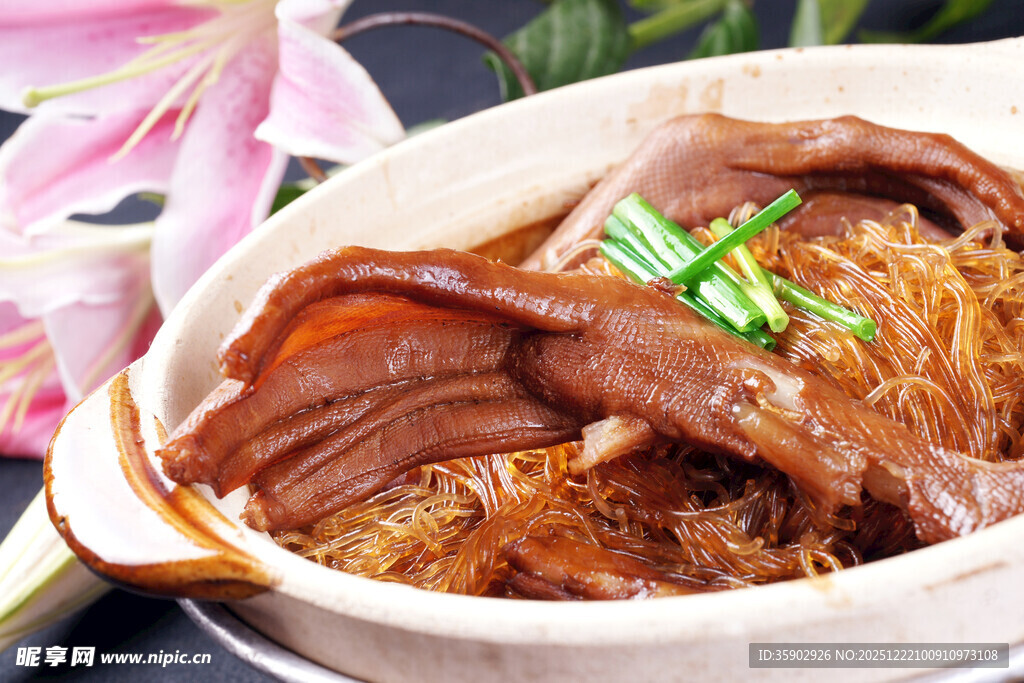 煲仔锅菜品干捞粉丝鸭掌