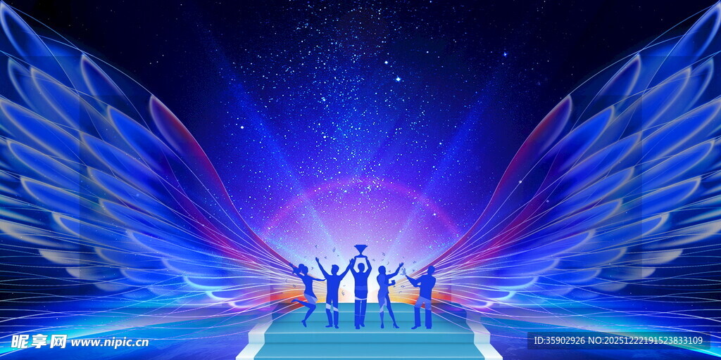 梦幻舞台舞者绽放光彩背景