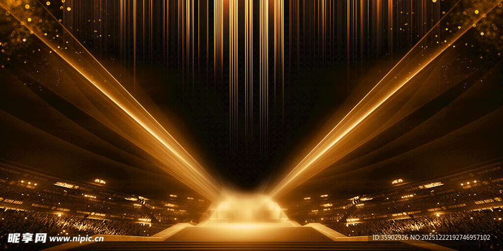 金色炫光舞台背景