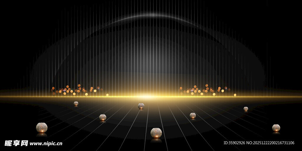 金色科技感球体商务场景