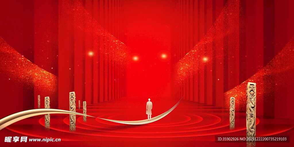 红色舞台红毯场景背景