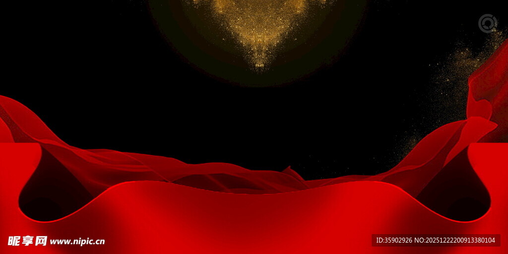 红色布料上的神秘金色背景