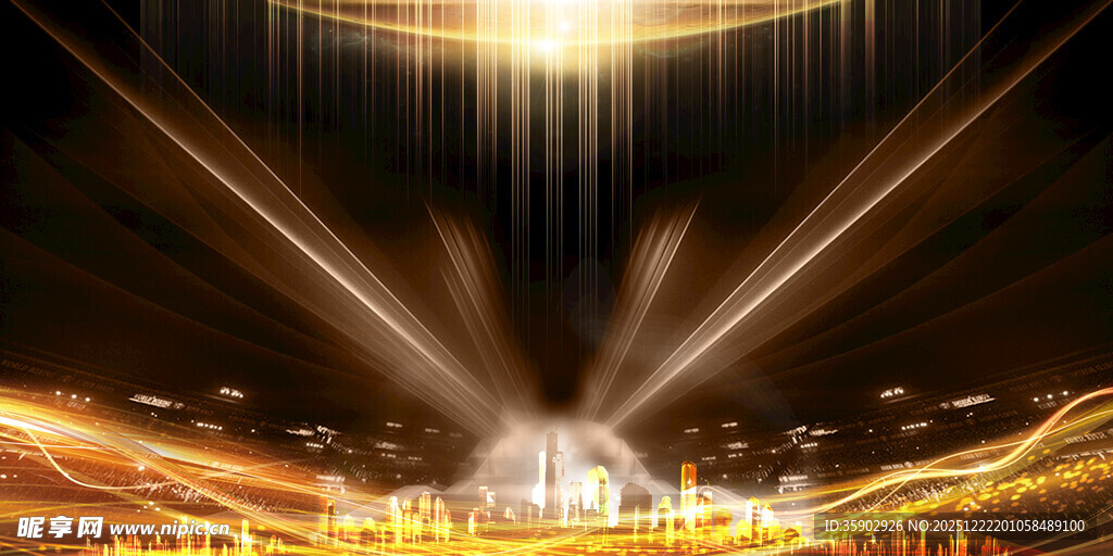 金色炫光舞台背景特效