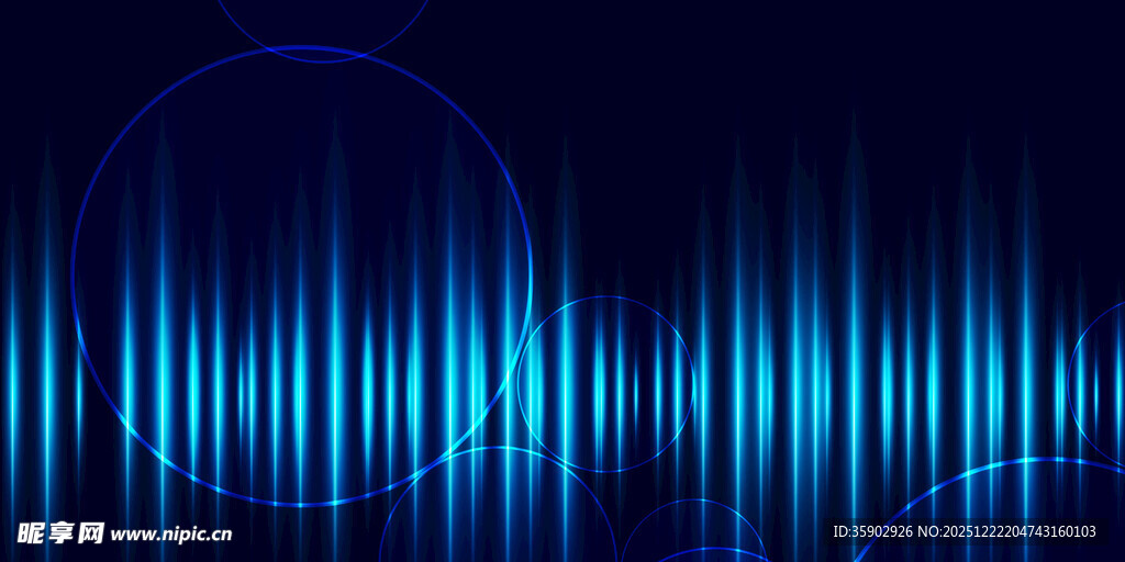 蓝色动感音频波形图