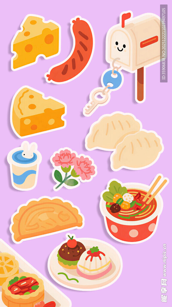 美食卡通贴纸