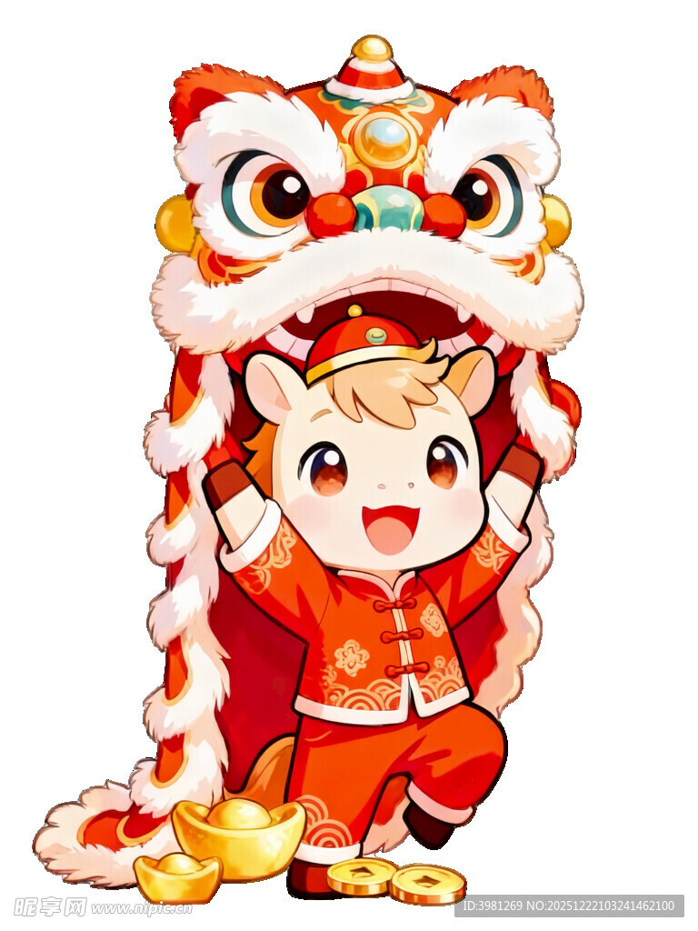 萌娃扮舞狮闹新春