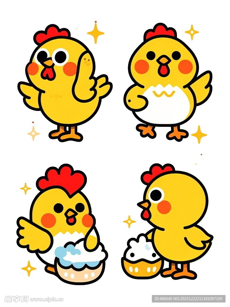 可爱小鸡卡通形象集合