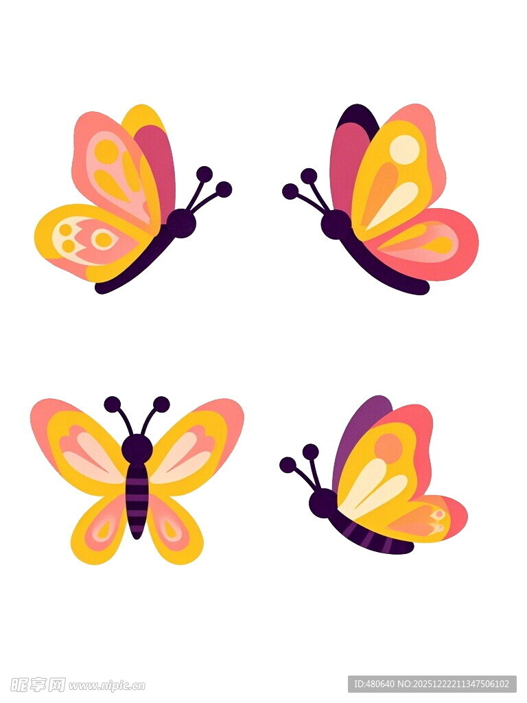 多彩蝴蝶图案设计素材