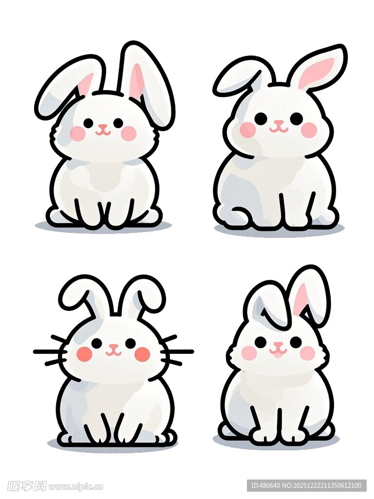 可爱坐姿小兔子插画