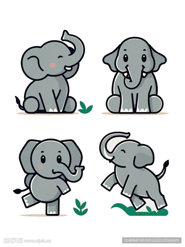 可爱小象卡通形象集合