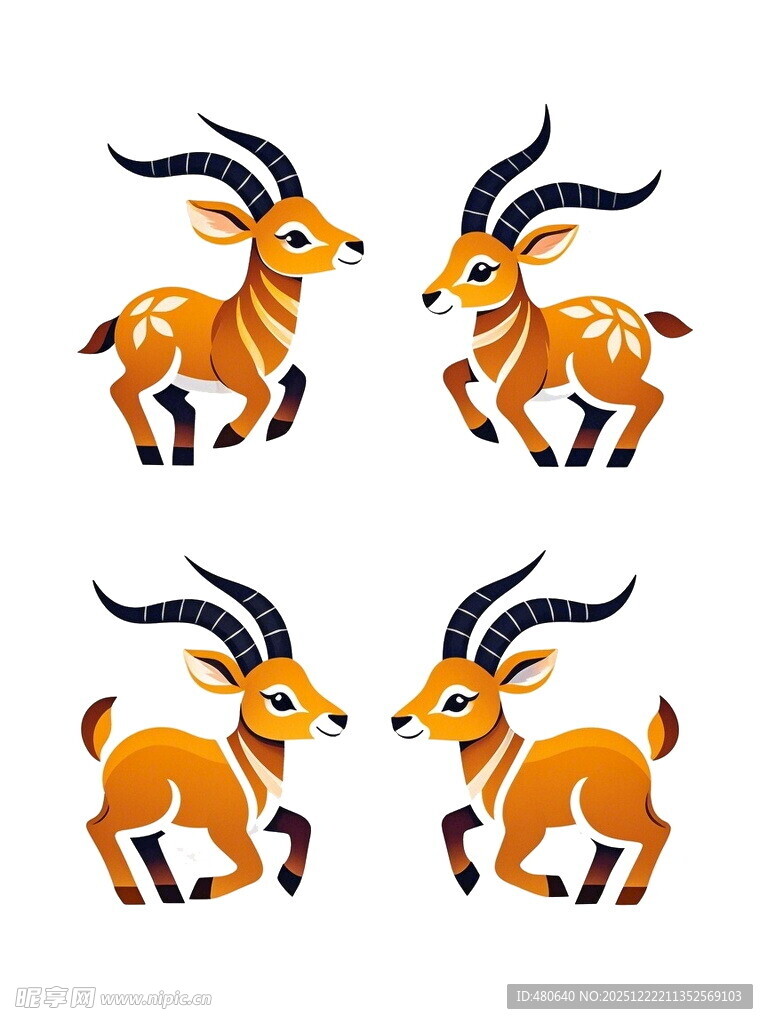 跳跃的羚羊图案设计