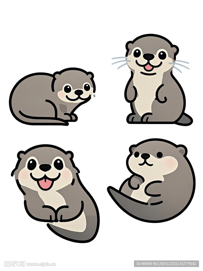 可爱海獭卡通形象合集