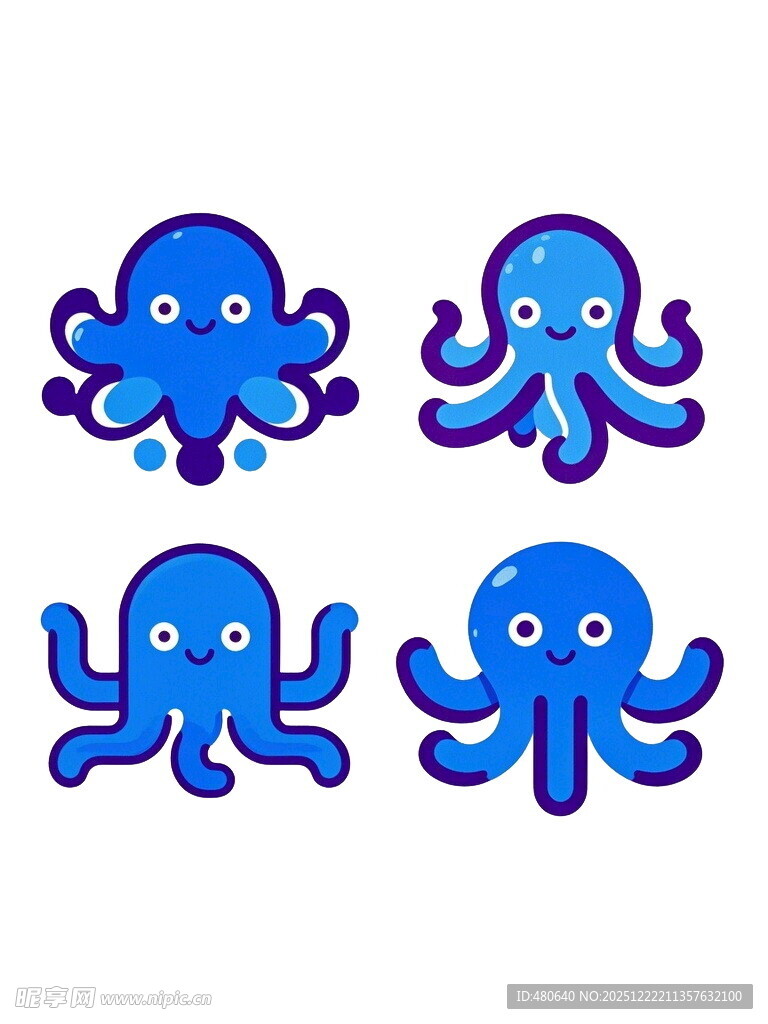可爱蓝色章鱼卡通形象