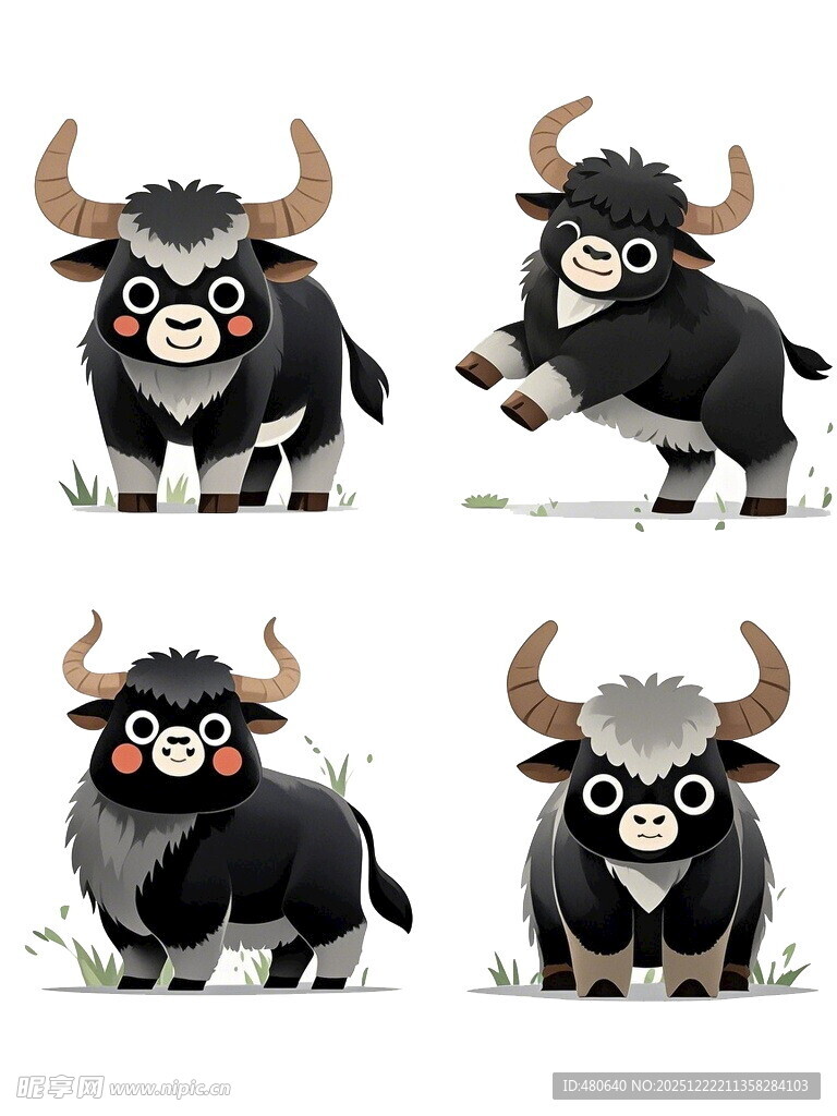 可爱牦牛卡通形象集合
