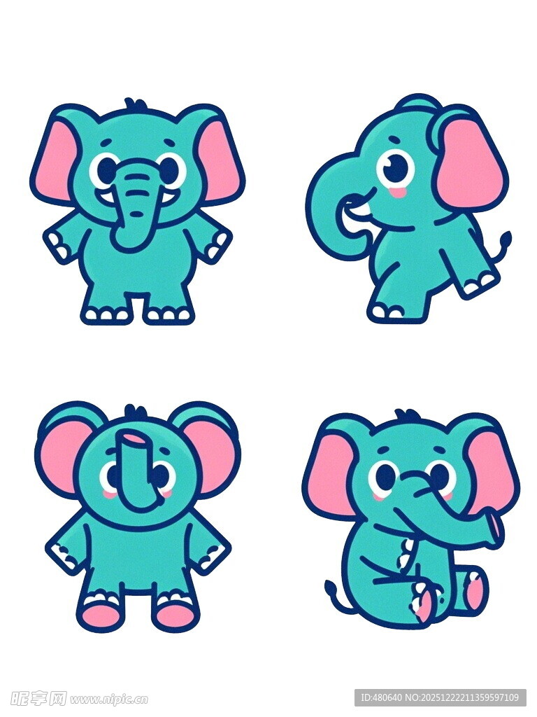 可爱小象卡通形象集合
