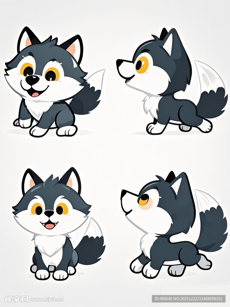 可爱四格卡通小狗形象